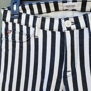 Hudson Jeans, super skinny black and white strips